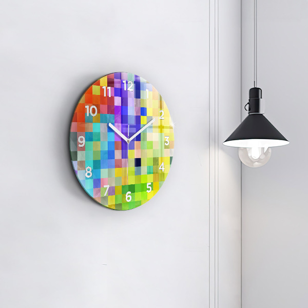 Round glass clock Composition of Squares