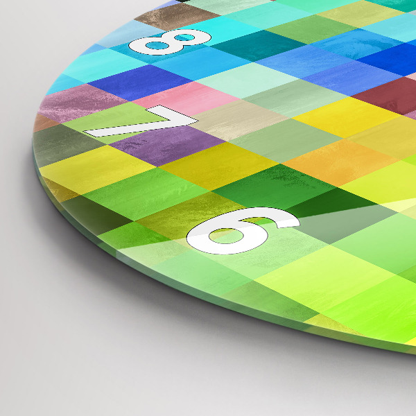 Round glass clock Composition of Squares