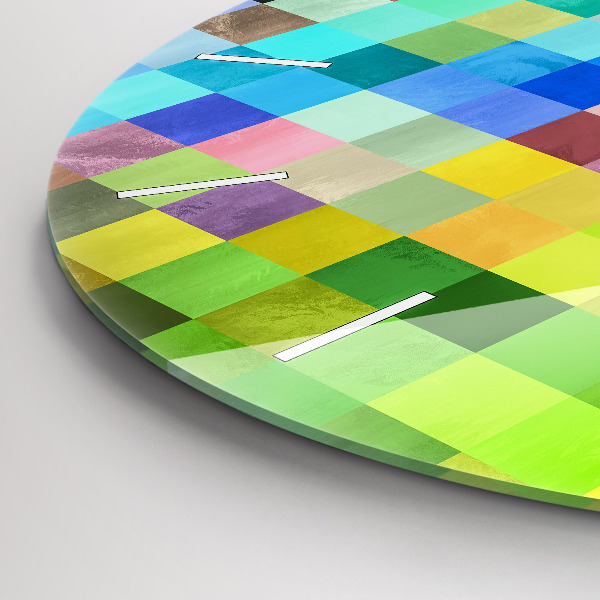 Round glass clock Composition of Squares