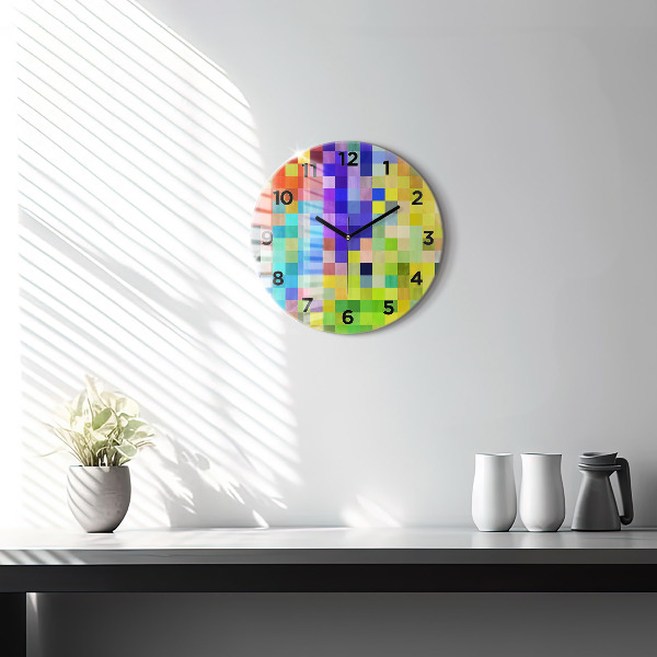Round glass clock Composition of Squares