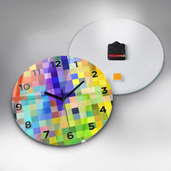 Round glass clock Composition of Squares