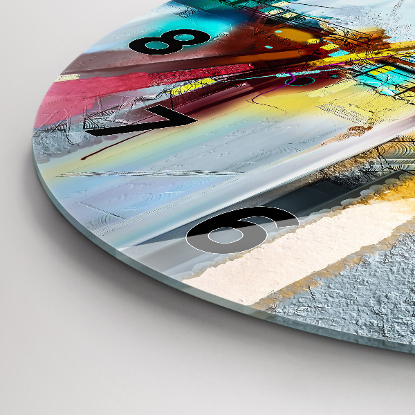 Round glass clock Abstract oil landscape
