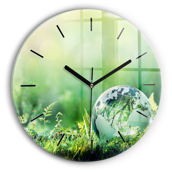 Round glass clock Globe