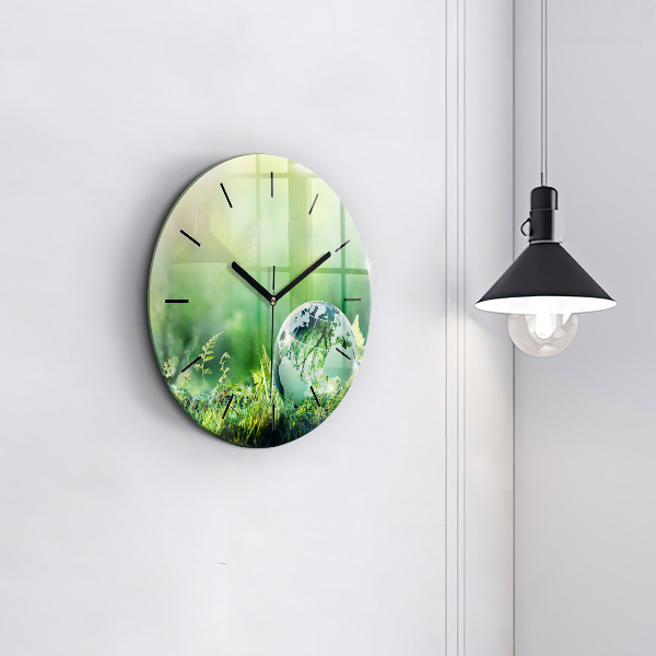 Round glass clock Globe