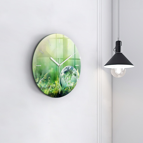 Round glass clock Globe