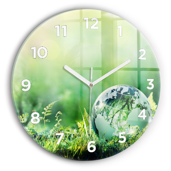 Round glass clock Globe
