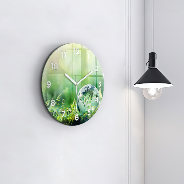 Round glass clock Globe