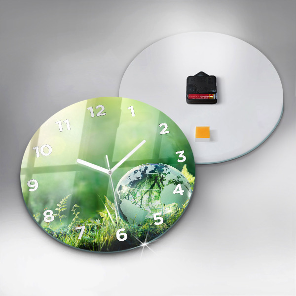 Round glass clock Globe