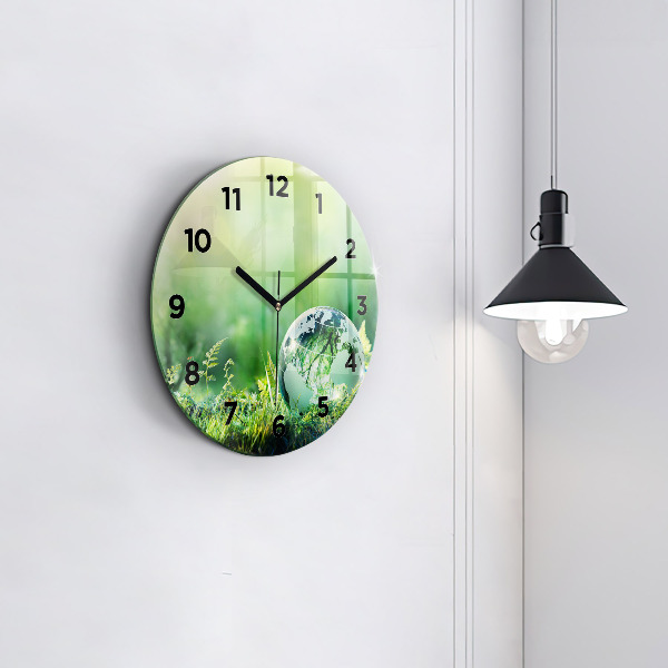Round glass clock Globe