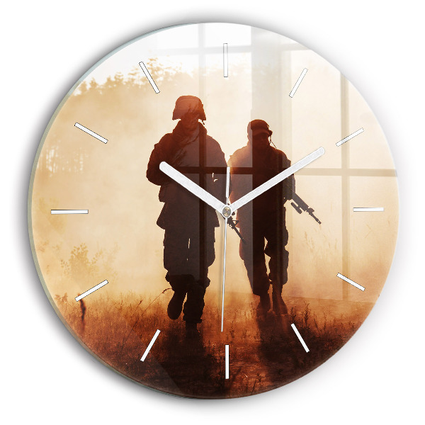 Round glass clock Soldiers