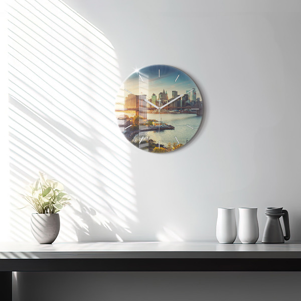 Round glass clock New York Manhattan