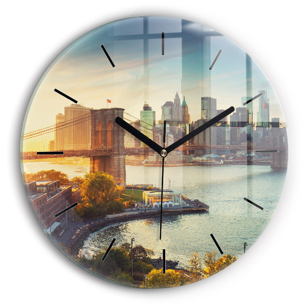 Round glass clock New York Manhattan