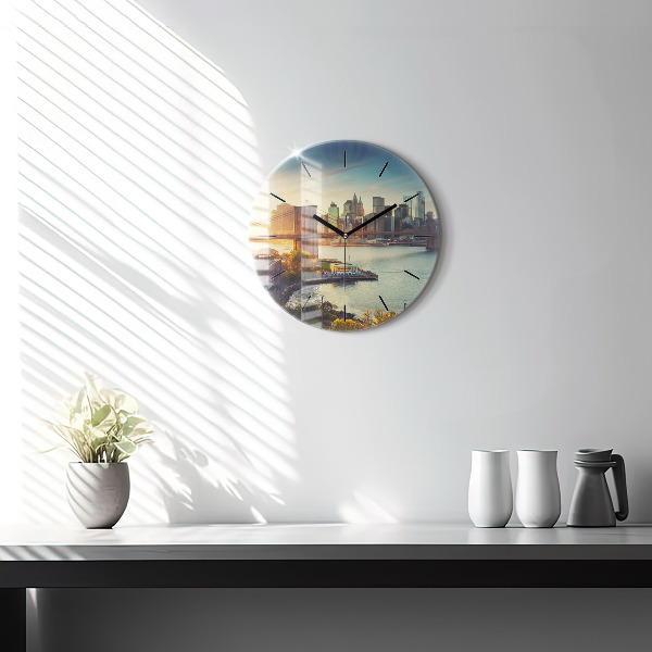 Round glass clock New York Manhattan