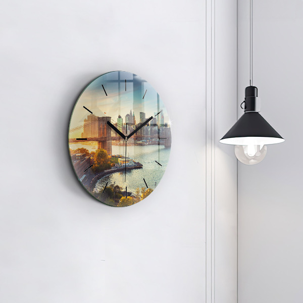 Round glass clock New York Manhattan
