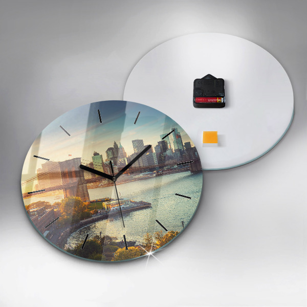 Round glass clock New York Manhattan
