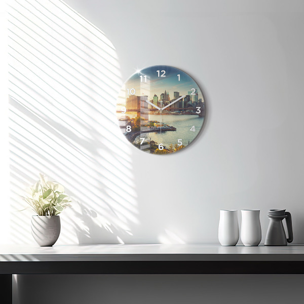 Round glass clock New York Manhattan