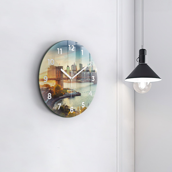 Round glass clock New York Manhattan