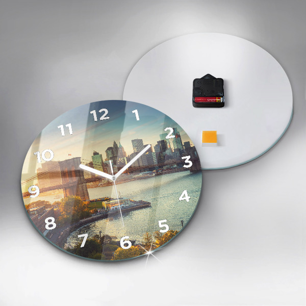 Round glass clock New York Manhattan