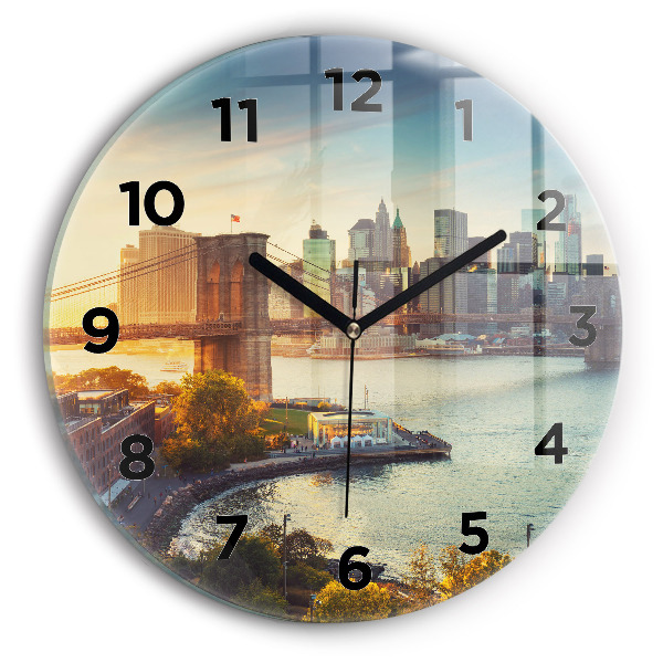 Round glass clock New York Manhattan
