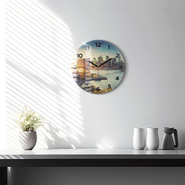 Round glass clock New York Manhattan