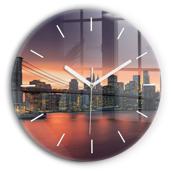 Round glass clock New York East River