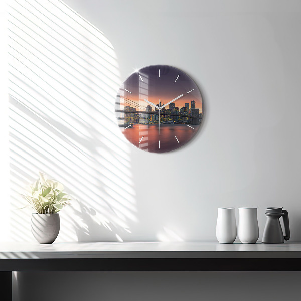 Round glass clock New York East River