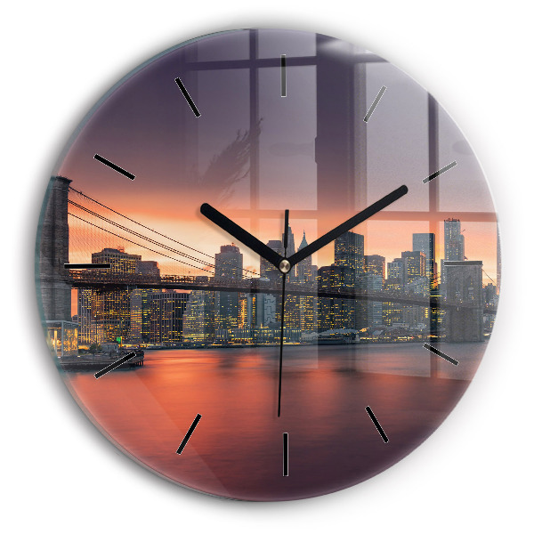 Round glass clock New York East River