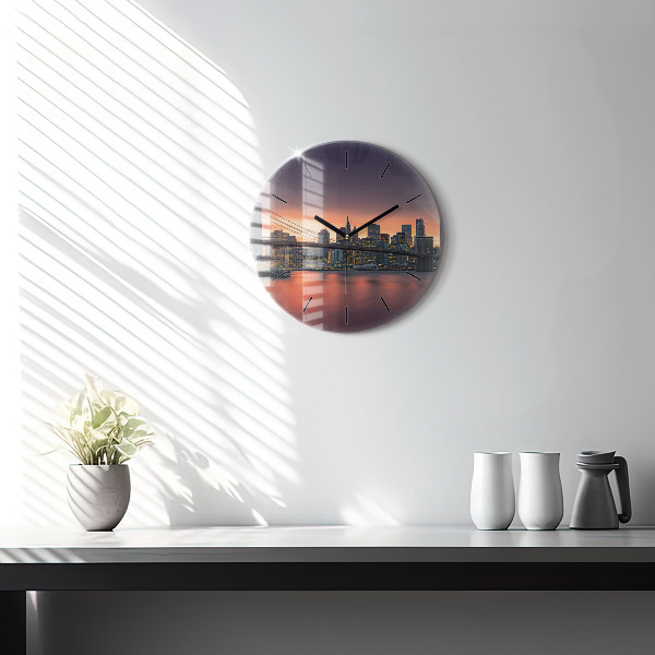 Round glass clock New York East River