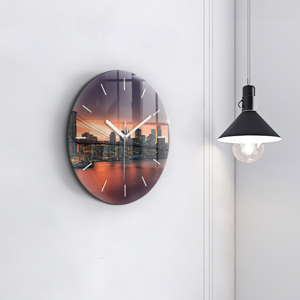 Round glass clock New York East River
