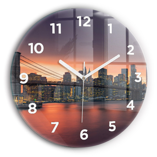 Round glass clock New York East River