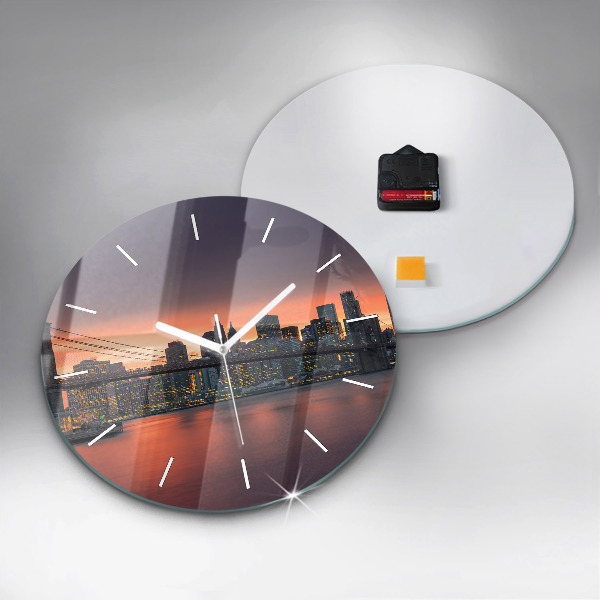 Round glass clock New York East River