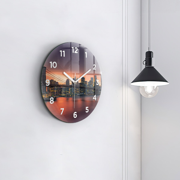 Round glass clock New York East River