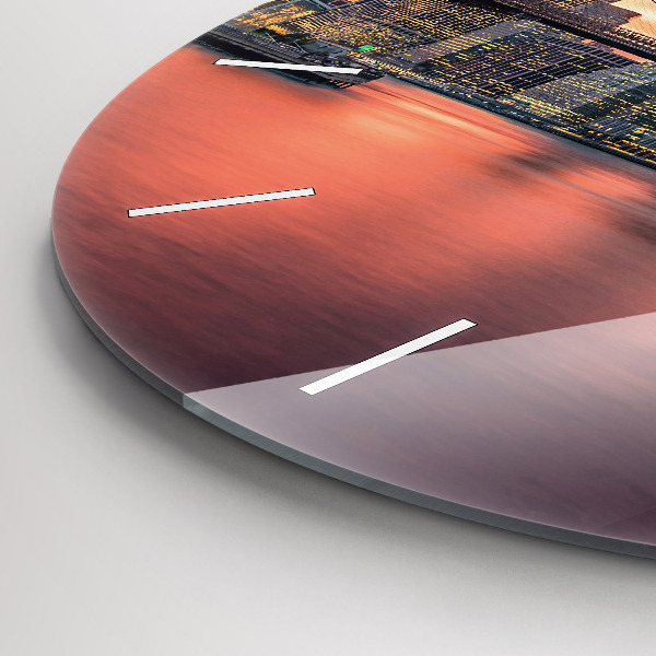 Round glass clock New York East River