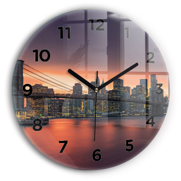 Round glass clock New York East River