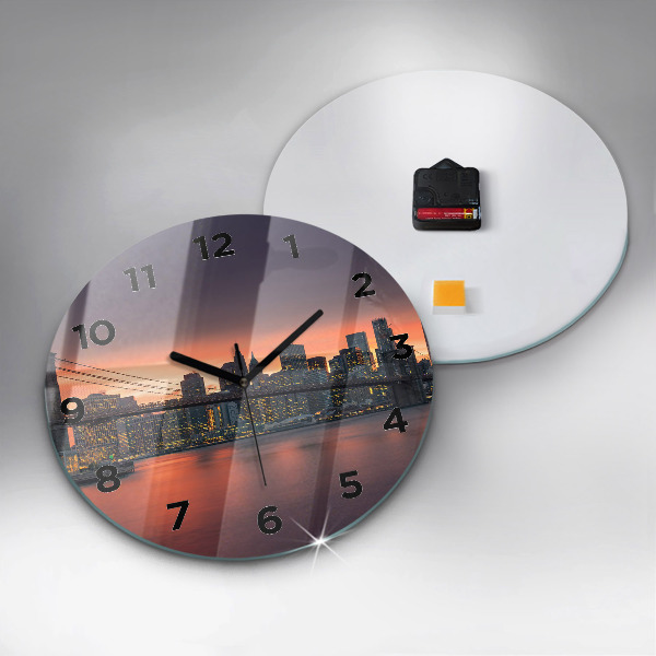 Round glass clock New York East River