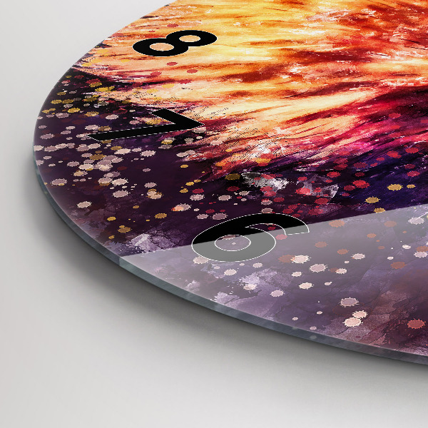 Round glass clock Watercolor eagle