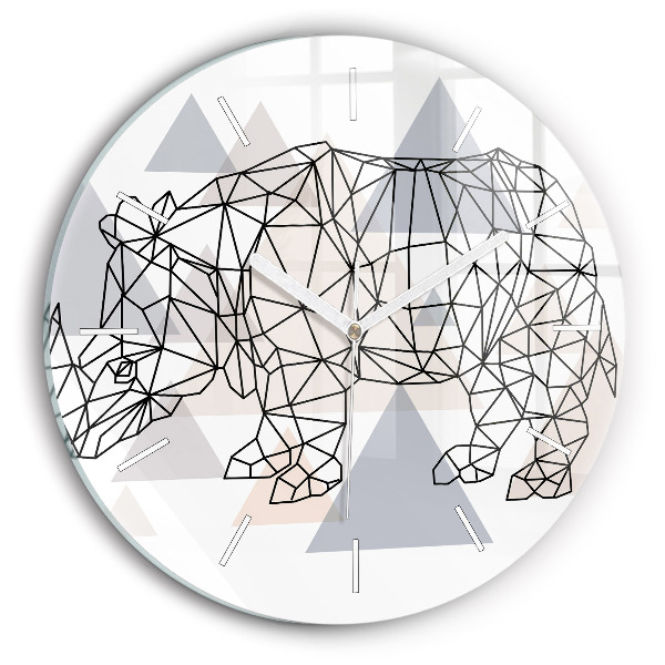 Round glass clock Geometric Pattern
