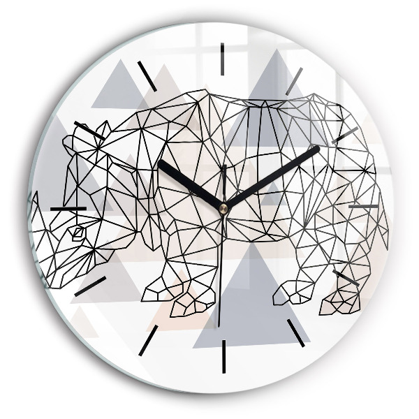 Round glass clock Geometric Pattern