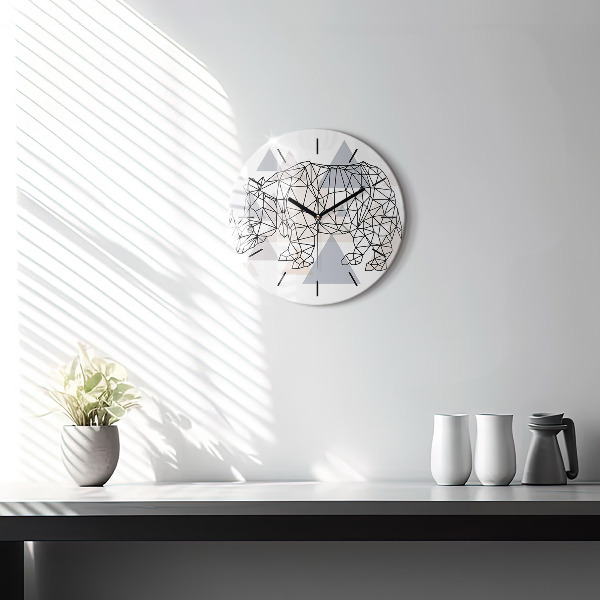 Round glass clock Geometric Pattern