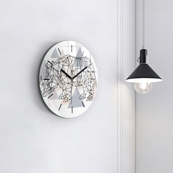 Round glass clock Geometric Pattern