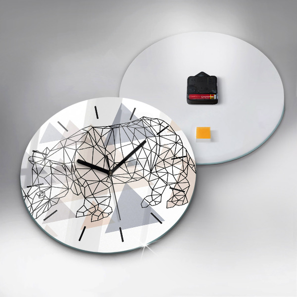 Round glass clock Geometric Pattern