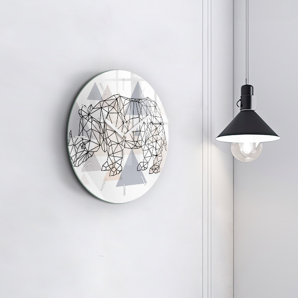 Round glass clock Geometric Pattern