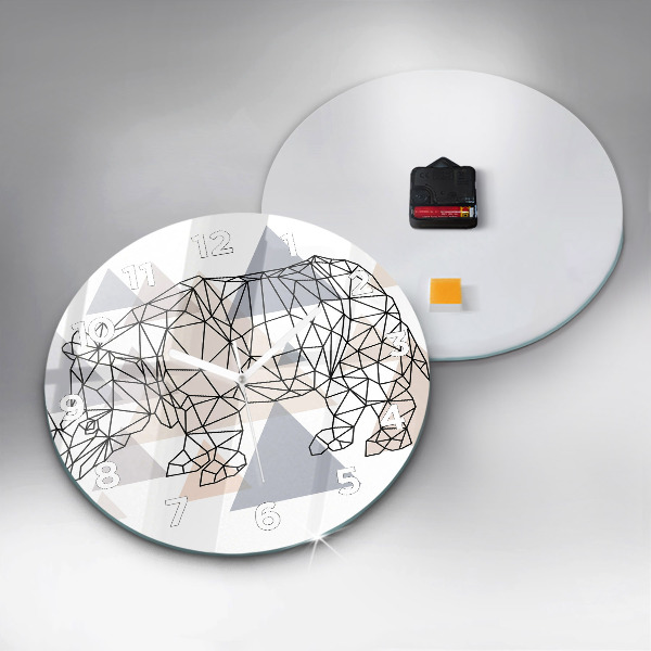 Round glass clock Geometric Pattern