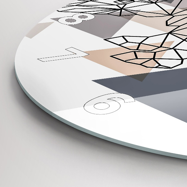 Round glass clock Geometric Pattern