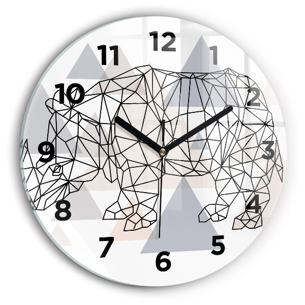 Round glass clock Geometric Pattern