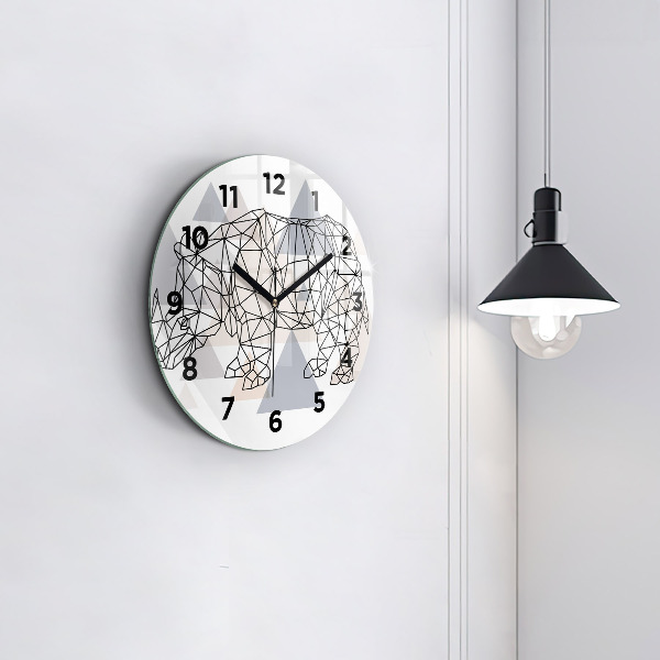 Round glass clock Geometric Pattern