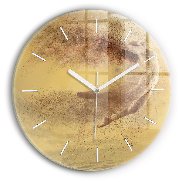 Round glass clock Woman in figure