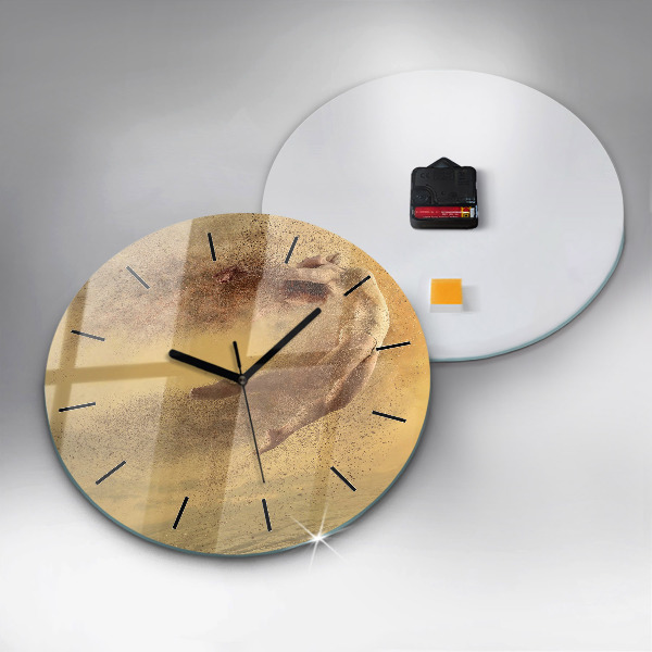 Round glass clock Woman in figure