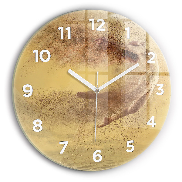 Round glass clock Woman in figure