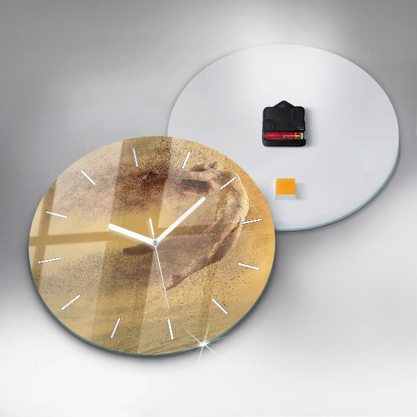 Round glass clock Woman in figure